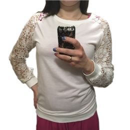 Mode- Sexy Kant Crochet Hoodies Sweatshirt Plus Size Dames Holle Sweatshirt Casual Losse Lange Lange Lange-Sleved Pullovers Hoodies Top