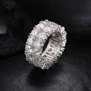 Fashion Shiny 2 Rows Ring Moisanite For Men Pass Pass Diamond Tester Sterling Sier Jewelry Anneaux