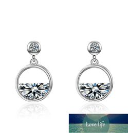 Fashion Shiny Cubic Zirconia Round Circle 925 Sterling Silver Ladies Stud Earrings Jewelry For Women No Fade Cheap Students Girl4663887