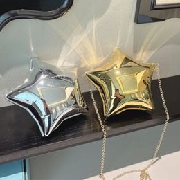 Fashion Shiny Gold and Silver Star Sac Mini chaîne crossbody acrylique Boîte délicate Dîner épaule décontractée pour femmes 240430