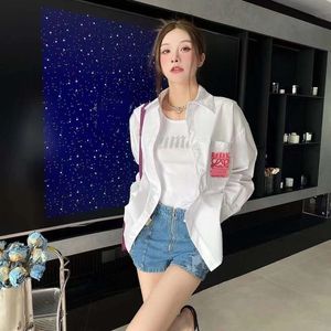 Fashion shirt dames designer blouse heren dames high street klassieke letter afdrukken borduurwerk revers revers lange mouwen shirts casual losse vaste kleur knop jas