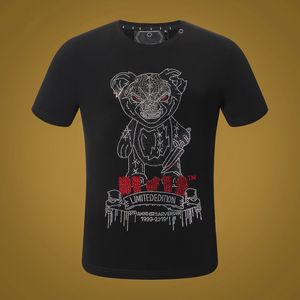 CAMISAS DE MODA HOMBRE Plein-Brand camiseta calaveras de manga corta PP asesino oso de peluche Tops playa verano para hombre camiseta con patrón negro