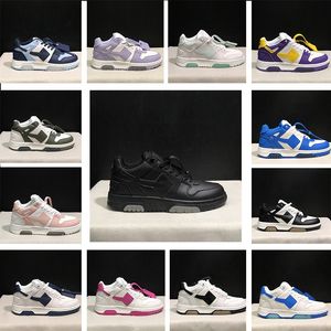 Uit kantoor lage tops designer schoenen voor mannen vrouwen zwart donkerblauw grijze mist gym rood fuchsia plaat-formaat lederen sneakers platte scarpe luxe heren trainers 36-45