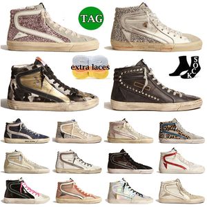 Mode Schoenen Gouden Dames Super Merk Slide Heren Middenster Casual Nieuwe Luxe Schoen Italië Sneakers Pailletten Klassiek Ganzen Witte Glijschoen Casual Veterschoenen Outdoor Schoenen