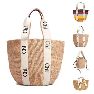 Sacs de shopping de mode Sac de raphia de paille Femmes Hommes Mode Véritable Poignée supérieure en cuir Fourre-tout Sac à main Summer Beach Duffle Sac à bandoulière Sac à main Pochette Portefeuille