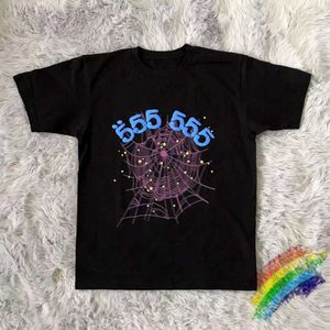 Mode Creativiteit Sp5der 555555 T-shirt met engelnummerprint en korte mouwen