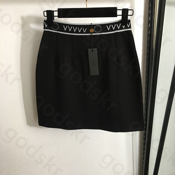 Moda falda de cintura corta mujer diseñador letra impresión mini falda casual sensualidad una línea vestido media falda