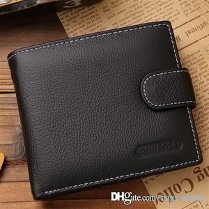 Mode korte portemonnee mannen echte lederen portemonnee HASP Classic Mens Wallets O18 Designer portemonnees van hoge kwaliteit voor Male196f
