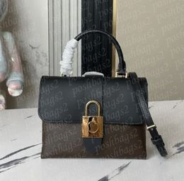 Sac à bandoulière tendance pour femmes, sac à main avec serrure, garniture en cuir véritable, sac à main pour femmes