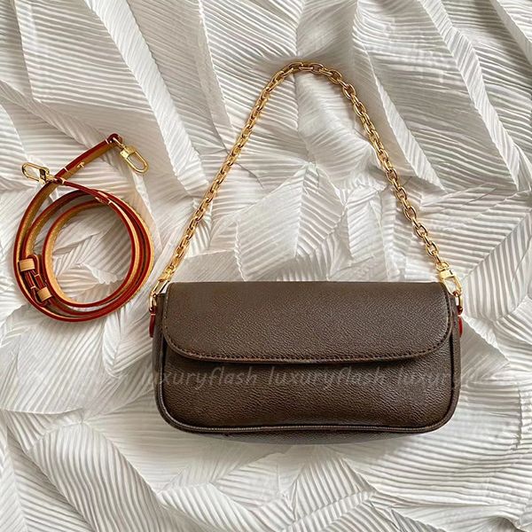 Sacs à bottes de mode portefeuille portefeuille de créateurs sur chaîne Nouvelles sacs à main Ivy Women Brown Canvas en cuir en cuir original sac à main