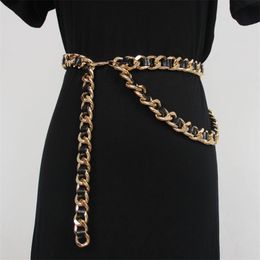 Défilé de mode taille en métal industrie lourde rétro double corde noir or ceinture atmosphère jupe chaîne