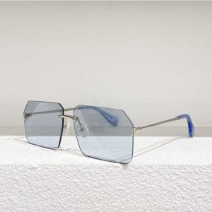 Défilé de mode lunettes de soleil bleu ciel cristal verre femmes en gros de luxe marque de créateur 3D métal articulé sans monture Vintage rectangle lunettes FOL524A