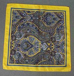 Mode Soie Poche Carré 2525 Cm Paisley Rayé Fleurs Hanky Pour Homme D'affaires De Mariage Bleu Jaune Handerkerief Costume J220816