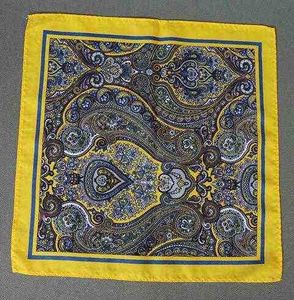 Mode Soie Poche Carré 2525 Cm Paisley Rayé Fleurs Hanky Pour Homme D'affaires De Mariage Bleu Jaune Handerkerief Costume J220816