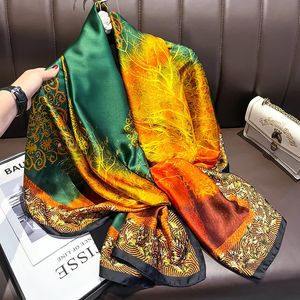 Écharpe en soie de mode Femme et automne femme polyvalente châle voyage Highend Turban Dualpurpose extérieur avec wrap 240425