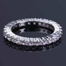 Mode Zilver 360 Eternity 1 Rij CZ Diamanten Bling Ring voor vrouwen Gesimuleerde Diamanten Cubic Zirconia Micro Pave Womens Hoge kwaliteit Sieraden