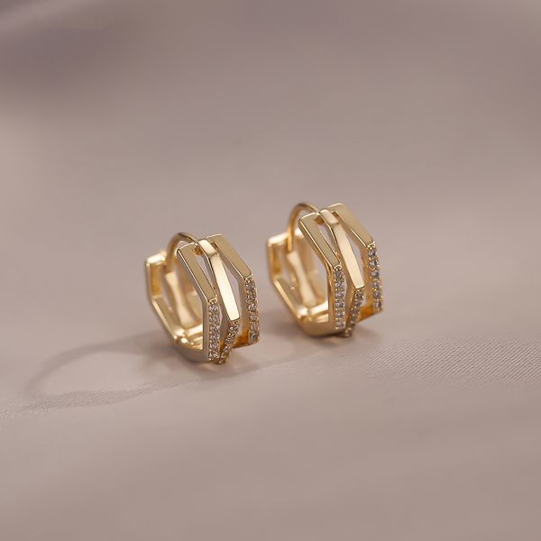 Mode argent couleur géométrique rond boucles d'oreilles pour femmes filles brillant strass délicat bijoux de mariage cadeaux