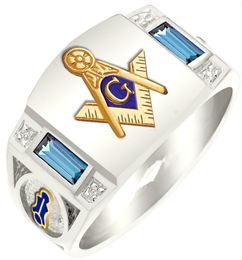 Fashion Silver Gold Ally Men's Freemason Masonic Regalia anneaux bijoux Freemasonary Ring Articles