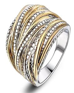 Mode Zilver Goud Brede Verklaring Ringen Vintage Kabel over Band Ringen voor Vrouwen Mannen Antieke Sieraden Gift 20mm Breed7728455