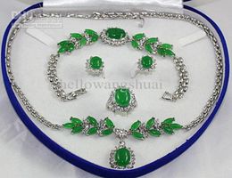 Fashion Silver Green Jade Collar Squacelet Rings Rings Rings Jewelry Jewelry Sets6641684