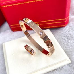 Mode Zilveren Dames Rose Goud Dame Schroef Mannen Diamant Klassieke Diamanten Sieraden Dames Heren Armbanden Bangle Accessoires Met Zakjes Pochette Bijoux Groothandel