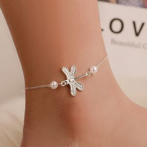 Tobillera de libélula chapada en plata a la moda, tobillera minimalista para mujer, regalo de aniversario para novia, accesorios exquisitos calientes