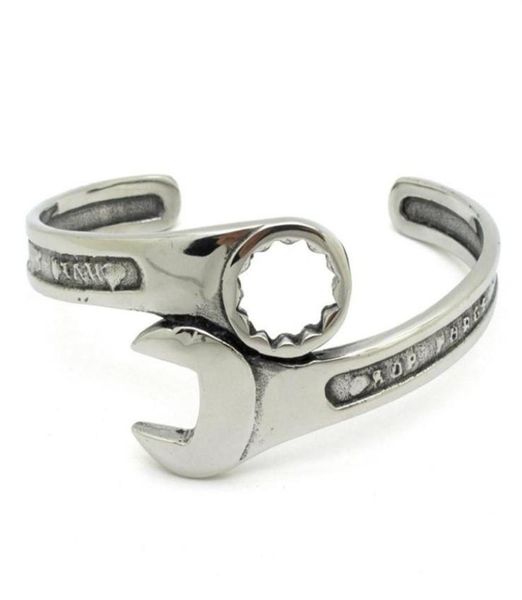 Mode argent ton métaux outils clé Bracelet en acier inoxydable Biker Bracelet Unique concepteur bande bijoux BB02209B4493725