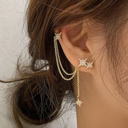 Boucles d'oreilles à pompon étoiles papillon simples pour filles et femmes, Piercing longues, tendance, bijoux en cristal