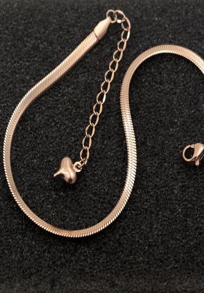 Fashion simple chaîne d'os plats de la chaîne rose en or rose titane en acier en acier