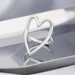Mode Einfache Hohl Herz Gold Farbe Überzogene Ring Für Frauen Ringe Geschenk Partei Schmuck Für Freundin Großhandel Geschenk