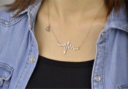 Mode Simple Notes ECG Heart Frequency Collarbone Ketting Hart Feel Hangers Sweater Kettingen Voor Meisjes Vrouwen Gift