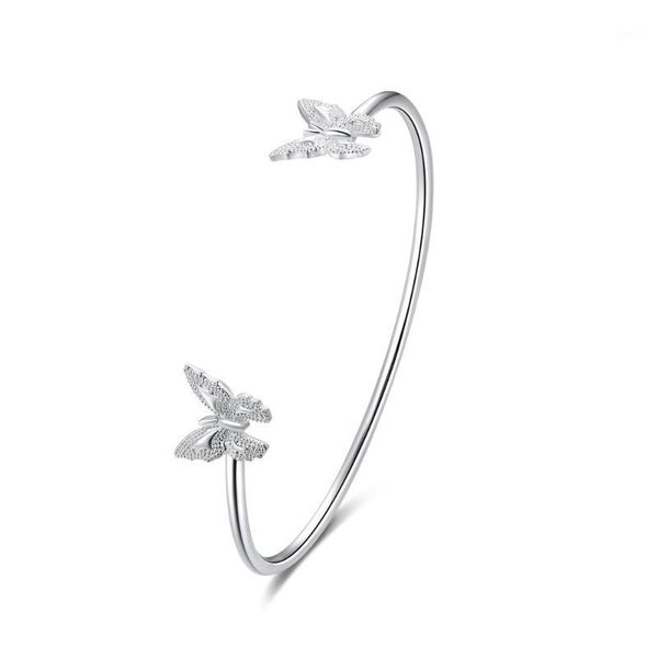 Bracelet ouvert Simple en argent Sterling papillon, bijoux de Style européen et américain pour femmes