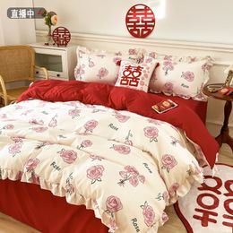 Mode eenvoudige quilt cover xxr katoenen vaste kleur kerst quilt cover belk beddoers 125