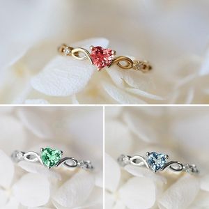 Fashion Simple Ring European and American Exquisite Crystal Heart-Forme Ladies Betrokkenheid Rings Girls Sieraden Gift