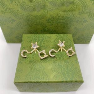 Boucles d'oreilles en forme d'étoiles et de lettres pour femmes, bijoux simples à la mode avec boîte-cadeau pour fête d'anniversaire