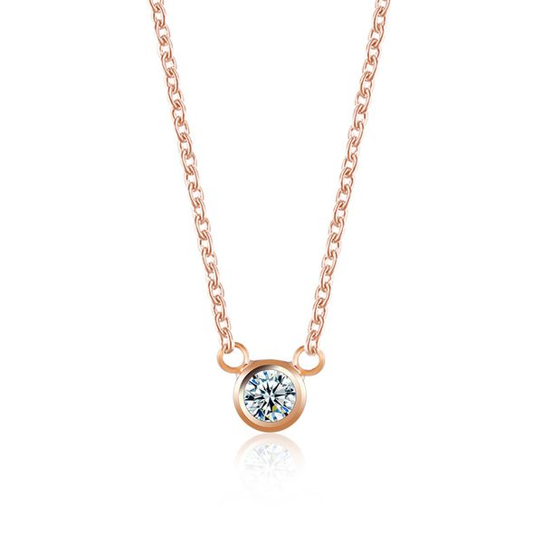 Collier avec pendentif rond en zircone cubique pour femme, bijou à la mode, couleur or/argent, cadeau