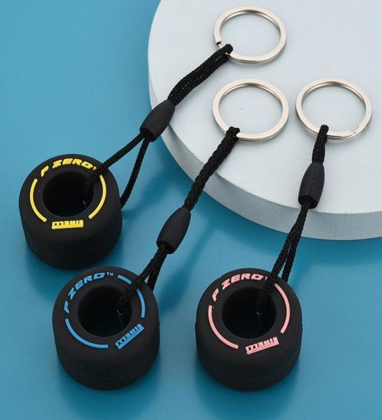 Keychains de neumáticos de simulación de moda Bolsa Unisex Anillos de llave de llave de joyas de joyería Regalo para amantes de los automóviles dibujos animados de PVC Mini K7897490
