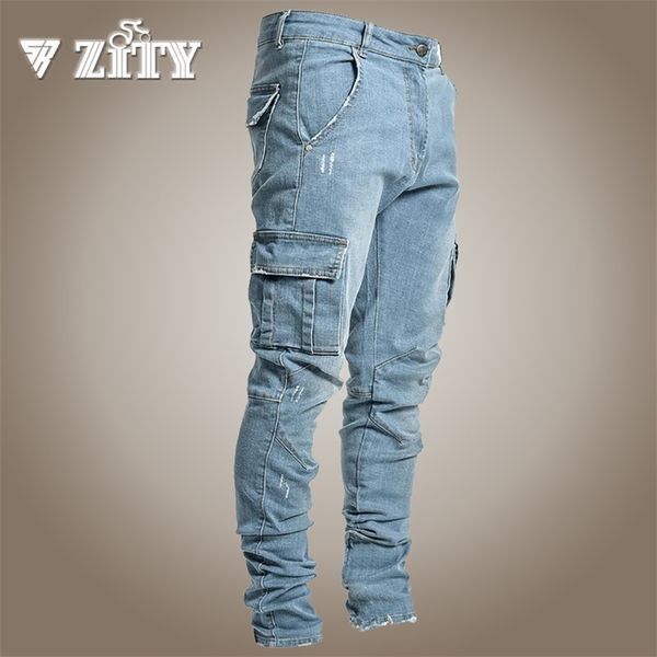 Mode Skinny Jeans Hommes Casual Poche Crayon Pantalon Vêtements Jogger Denim Ropa Hombre 211108