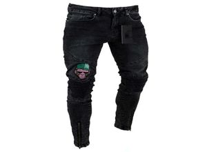Fashion Skinny Jeans Hommes élégants jeans déchirés Pantalons motard skinny slim saim raide pantalon en jean noir jeans de créateur de bleu noir 5226247