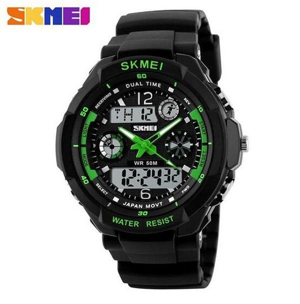 Mode Skmei marque de sport montre hommes résistant aux chocs montres à Quartz numérique et analogique militaire LED montres décontractées