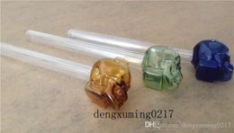 Fashion Skull Smoking Pipe Colorful Glass Pipes 14 cm Longueur Handle Pipes Curbe Mini Beautiful Fumer Pipe Accessoires de fumer bon march￩