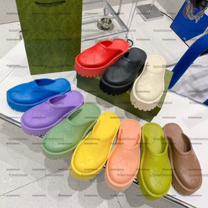 Fashion Slide Slippers Men Dames Hoge hakken Dikke Sandals schuim flip Flops Designer Makaron Rubber Flat Slippers Home Travel Shoes 35-45 Guccie