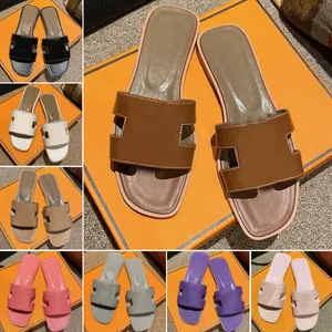 Fashion slides designer damessandalen outdoor slipper casual loafers schoenen strand sliders platte bodem met gesp unisex echt leer slide dames