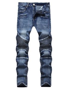 Mode Slim Hommes Biker Jeans Droit Stretch Skinny Moto Pantalon Mâle Rue Coton Denim Pantalon Printemps Été Automne Hiver