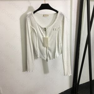 Mode Slim Zipper Blouse Femmes Designer À Manches Longues Cardigan Veste En Cuir Étiquette Logo Tricots