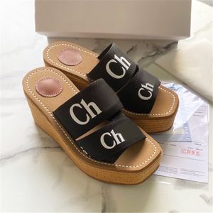 Mode slippers Parijs COE Woody Espadrille Wedge Mule Platform Sandalen vrouwen schoenen koper wit zwart beige roze designer strand dia's dames zomer slipper