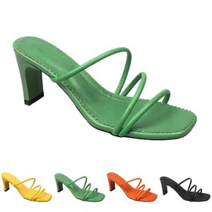 Fashion Slippers Femmes High Heels Sandals Chaussures gai triple blanc noir rouge jaune jaune brun co c10
