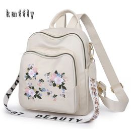 Mode kleine tas meerlagige dames rugzak Chinese stijl bloempatroon meisje school Roman brede riem schouder 240329