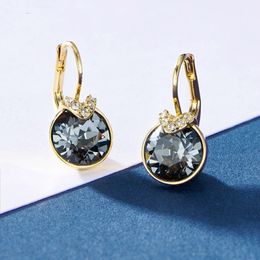 Pendientes colgantes pequeños de moda para mujer, boucle d'oreille femme hechos con cristal de Austria para mujer, fiesta de boda, joyería para niña, accesorio, bisutería, regalo