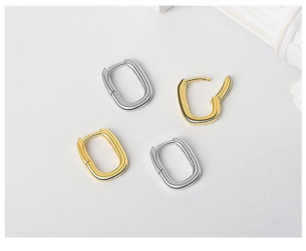 Orecchini a bottone ovali solidi geometrici piccoli alla moda Orecchini a cerchio color oro argento per le donne Prevenire i gioielli allergici 2021